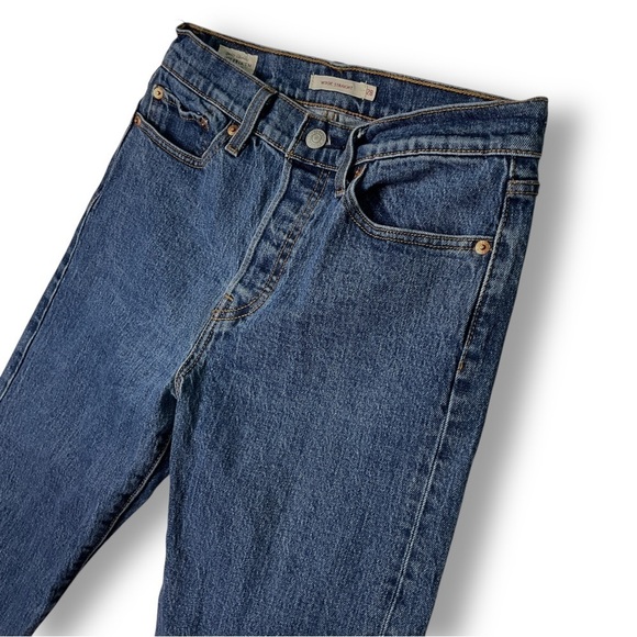 Levi's Wedgie Straight Jeans Sz 28 High Rise Button Fly Blue Womens Crop - Picture 4 of 11